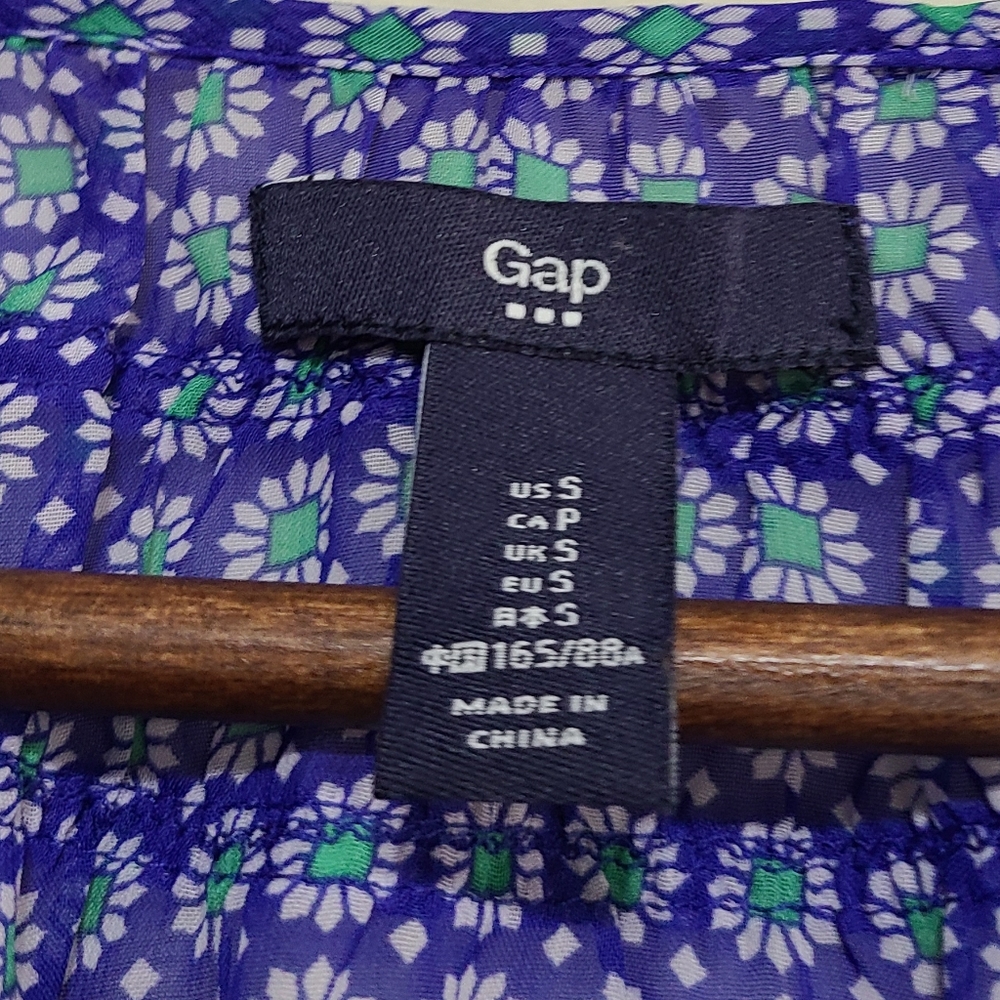 Gap Women's Blue Floral Patterned Sheer Blouse Size S - Picture 2 of 6